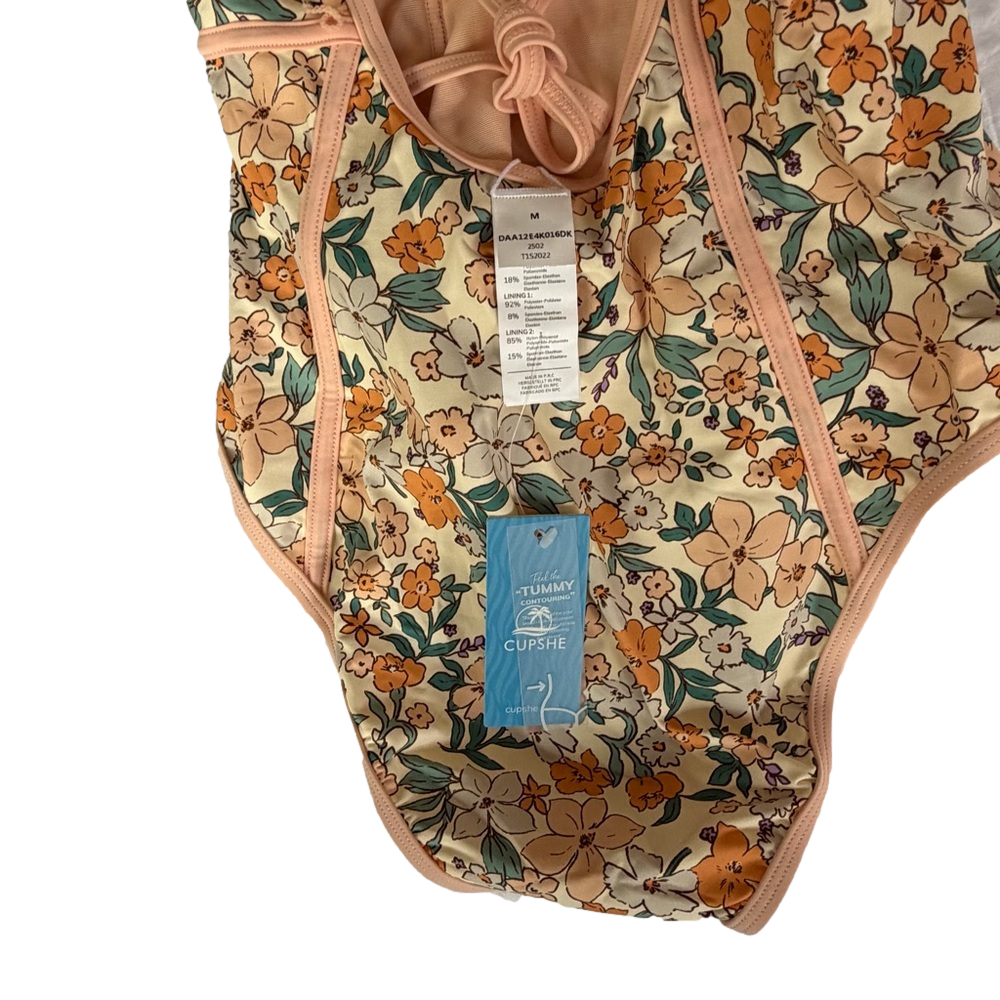 CupShe NEW Women's Floral Apricot One Piece With Front Criss Cross Detail - Picture 11 of 14